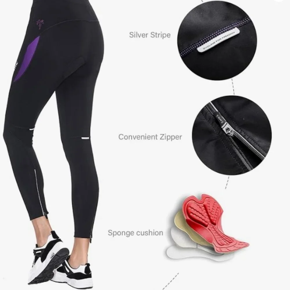 Santic Women's Bike Pants Cycling Tights 4D Padded Parmi Black / Purple - Small - Picture 7 of 8
